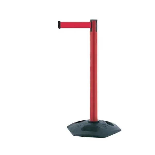 Mobilní zahrazovací sloupek Heavy Duty, červený – červené pásmo 3,65 m