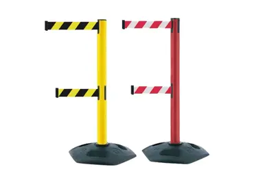 Mobilní zahrazovací sloupek Heavy Duty Dual Line – samonavíjecí pásmo 3,65 m, barva standard dle vzorníku