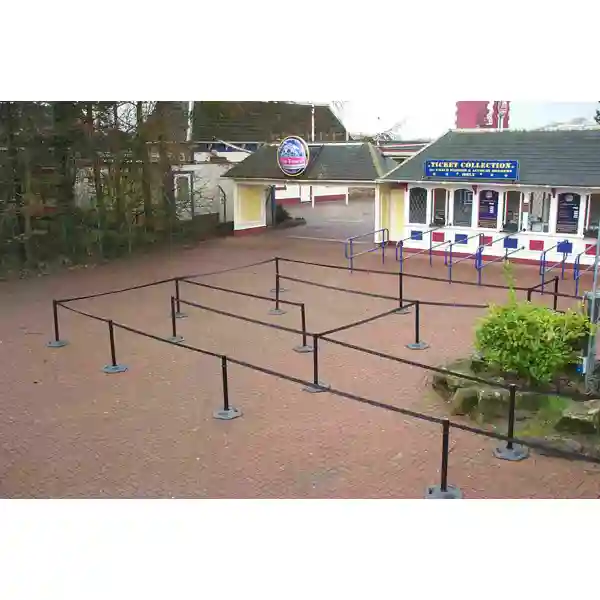 Mobilní zahrazovací sloupek Heavy Duty, modrá – samonavíjecí pásmo 3,65 m, černá