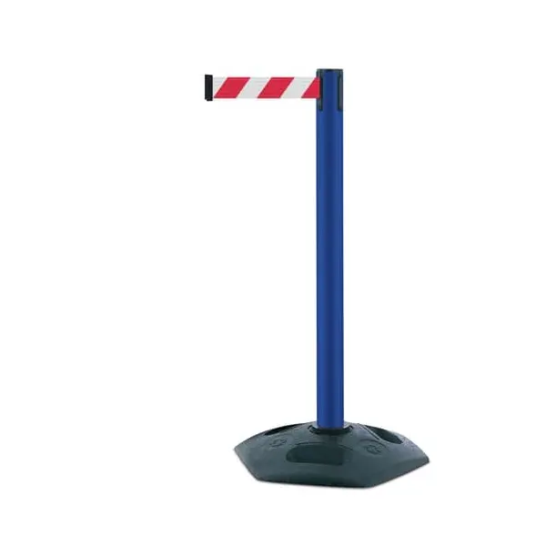Mobilní zahrazovací sloupek Heavy Duty, modrý – červeno-bílé pásmo 3,65 m