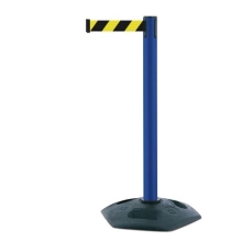 Mobilní zahrazovací sloupek Heavy Duty, modrý – žluto-černé pásmo 3,65 m