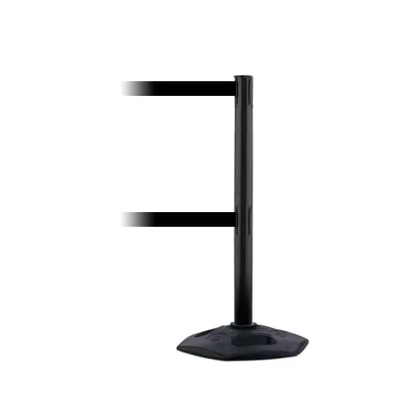 Mobilní zahrazovací sloupek HeavyDuty Dual Line, černý – černé pásmo 3,65 m