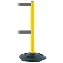 Mobilní zahrazovací sloupek HeavyDuty Dual Line, žlutý – šedé pásmo 3,65 m