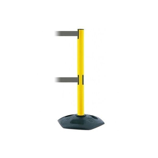 Mobilní zahrazovací sloupek HeavyDuty Dual Line, žlutý – šedé pásmo 3,65 m