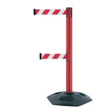 Mobilní zahrazovací sloupek HeavyDuty DualLine, červený – červeno-bílé pásmo 3,65 m