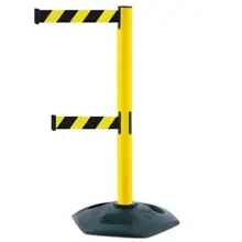 Mobilní zahrazovací sloupek HeavyDuty DualLine, žlutý – žluto-černé pásmo 3,65 m