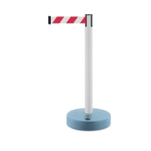 Mobilní zahrazovací sloupek Outdoor, bílý – červeno-bílé pásmo 3,65 m