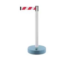 Mobilní zahrazovací sloupek Outdoor, bílý – červeno-bílé pásmo 3,65 m