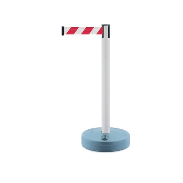 Mobilní zahrazovací sloupek Outdoor, bílý – červeno-bílé pásmo 3,65 m