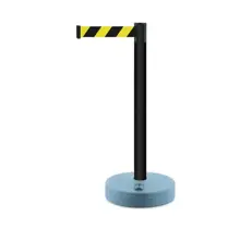 Mobilní zahrazovací sloupek Outdoor, černý – žluto-černé pásmo 3,65 m