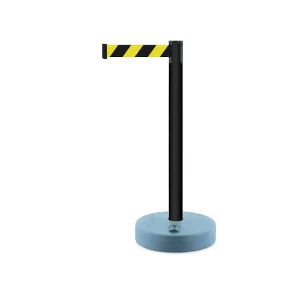 Mobilní zahrazovací sloupek Outdoor, černý – žluto-černé pásmo 3,65 m