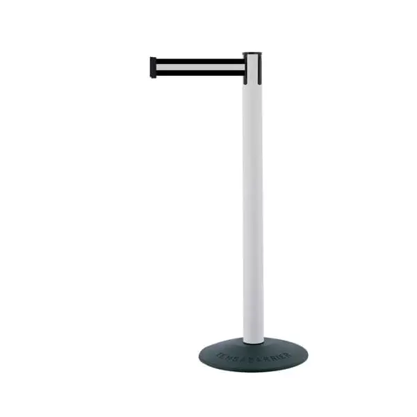 Mobilní zahrazovací sloupek Popular Basic, bílý – černé pásmo 2,3 m (bílý pruh)