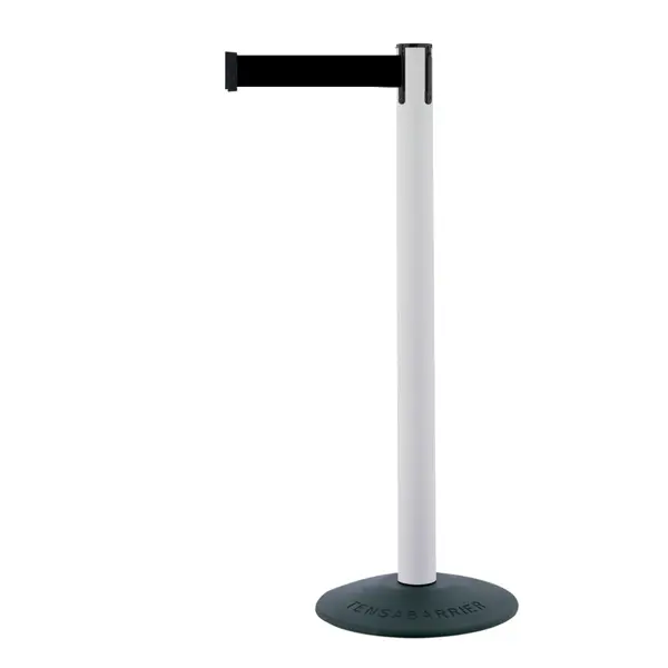 Mobilní zahrazovací sloupek Popular Basic, bílý – černé pásmo 2,3 m