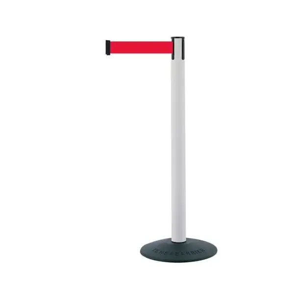 Mobilní zahrazovací sloupek Popular Basic, bílý – červené pásmo 2,3 m