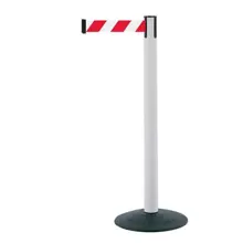 Mobilní zahrazovací sloupek Popular Basic, bílý – červeno-bílé pásmo 2,3 m