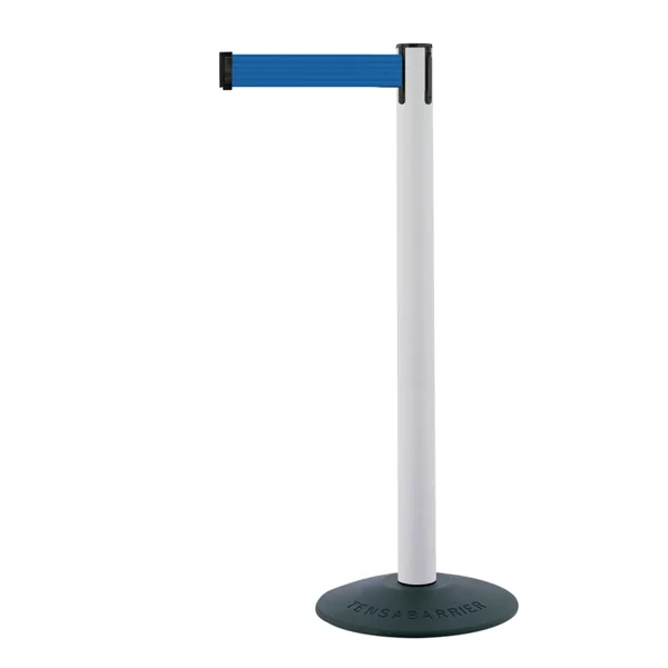 Mobilní zahrazovací sloupek Popular Basic, bílý – modré pásmo 2,3 m