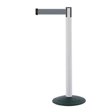 Mobilní zahrazovací sloupek Popular Basic, bílý – šedé pásmo 2,3 m