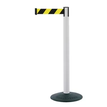Mobilní zahrazovací sloupek Popular Basic, bílý – žluto-černé pásmo 2,3 m