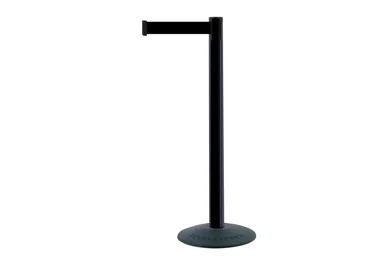 Mobilní zahrazovací sloupek Popular Basic, černý – černé pásmo 2,3 m