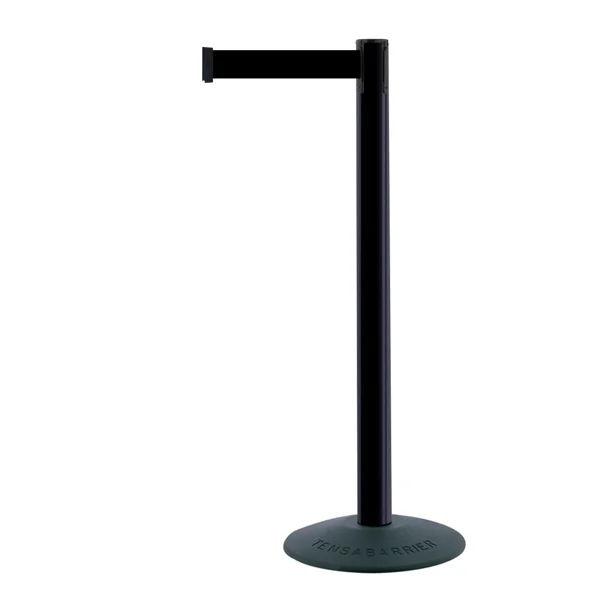 Mobilní zahrazovací sloupek Popular Basic, černý – černé pásmo 2,3 m