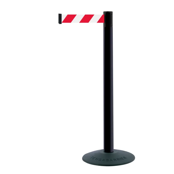 Mobilní zahrazovací sloupek Popular Basic, černý – červeno-bílé pásmo 2,3 m