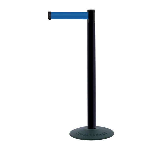 Mobilní zahrazovací sloupek Popular Basic, černý – modré pásmo 2,3 m