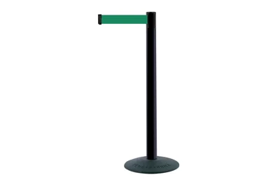 Mobilní zahrazovací sloupek Popular Basic, černý – zelené pásmo 2,3 m