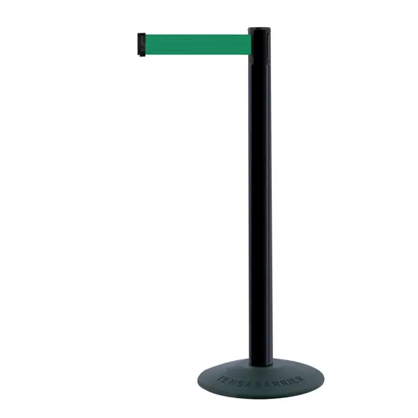Mobilní zahrazovací sloupek Popular Basic, černý – zelené pásmo 2,3 m