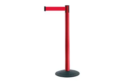 Mobilní zahrazovací sloupek Popular Basic, červený – červené pásmo 2,3 m