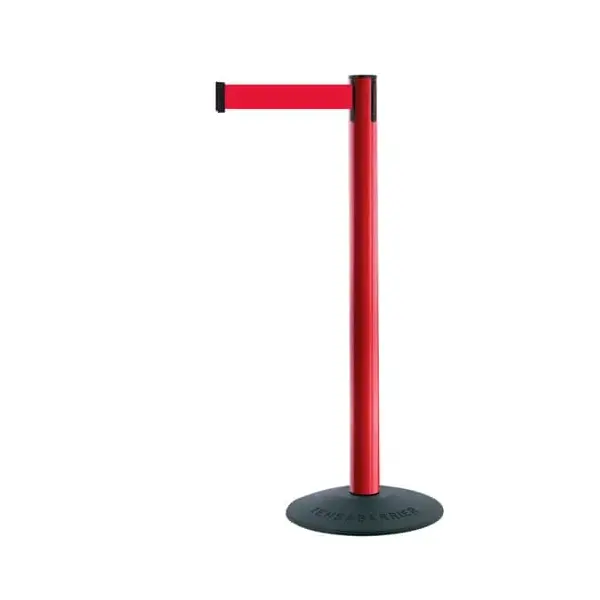 Mobilní zahrazovací sloupek Popular Basic, červený – červené pásmo 2,3 m