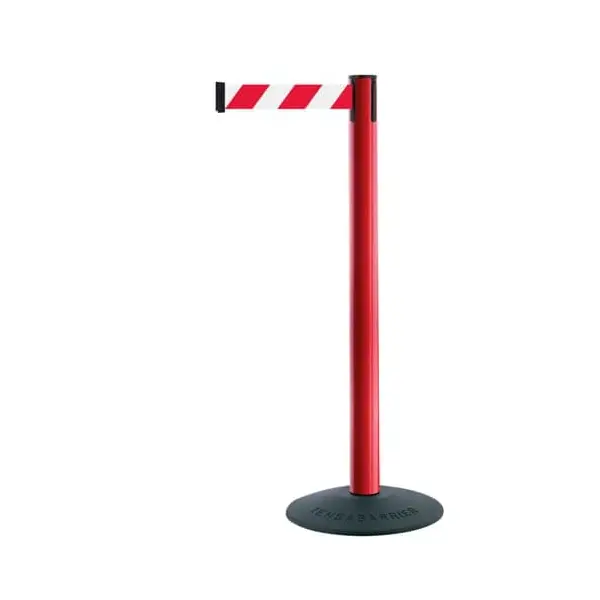 Mobilní zahrazovací sloupek Popular Basic, červený – červeno-bílé pásmo 2,3 m