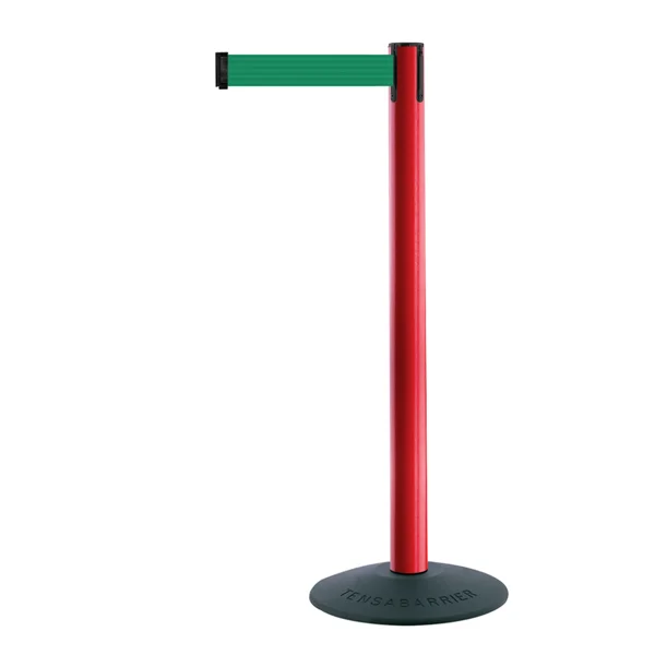 Mobilní zahrazovací sloupek Popular Basic, červený – zelené pásmo 2,3 m