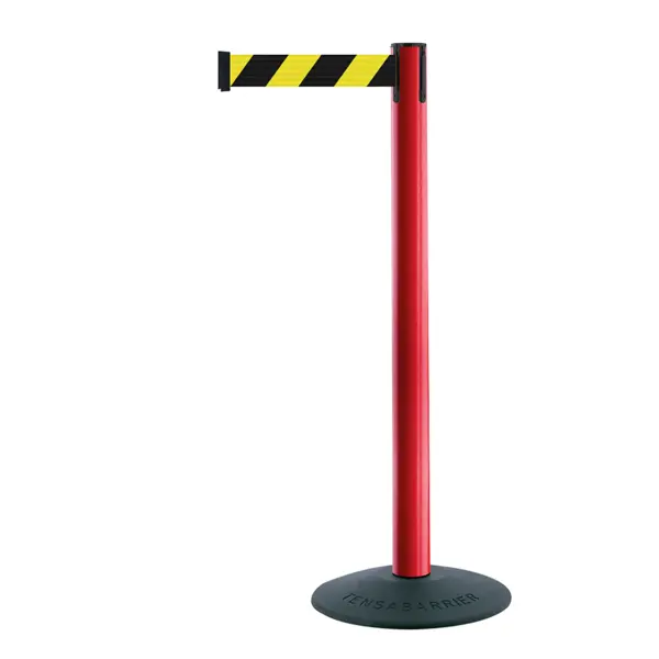 Mobilní zahrazovací sloupek Popular Basic, červený – žluto-černé pásmo 2,3 m