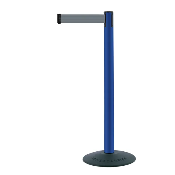 Mobilní zahrazovací sloupek Popular Basic, modrý – šedé pásmo 2,3 m