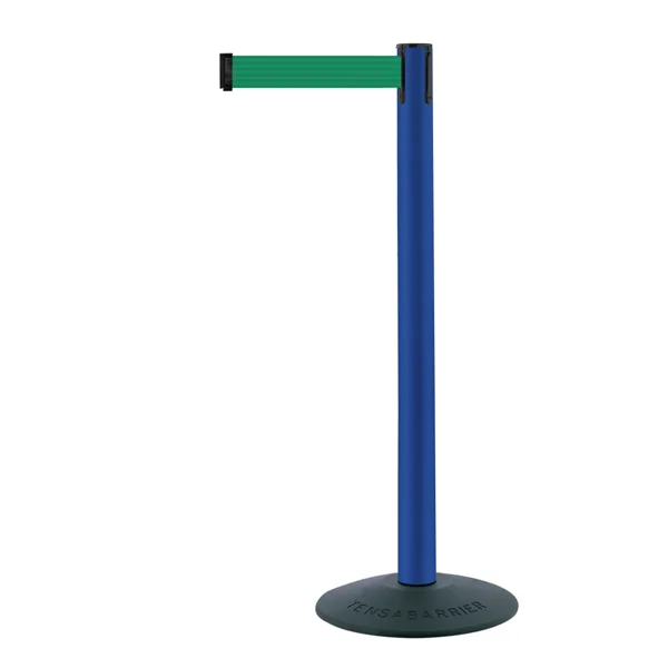Mobilní zahrazovací sloupek Popular Basic, modrý – zelené pásmo 2,3 m