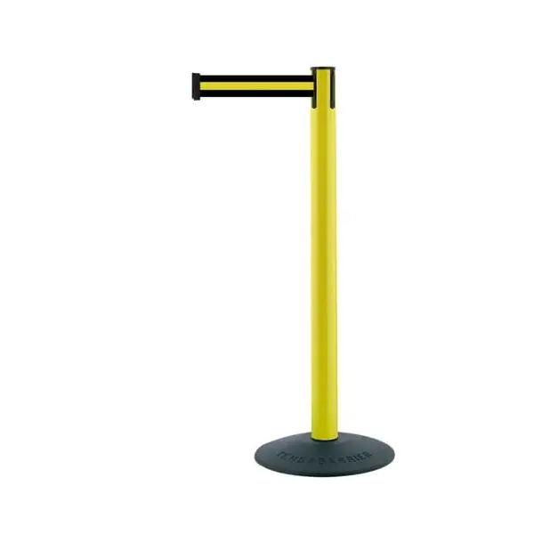 Mobilní zahrazovací sloupek Popular Basic, žlutý – černé pásmo 2,3 m se žlutám pruhem