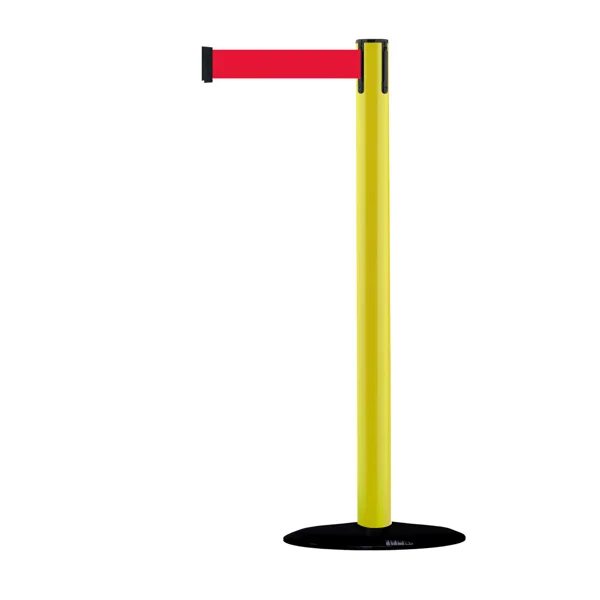 Mobilní zahrazovací sloupek Popular Basic, žlutý – červené pásmo 2,3 m