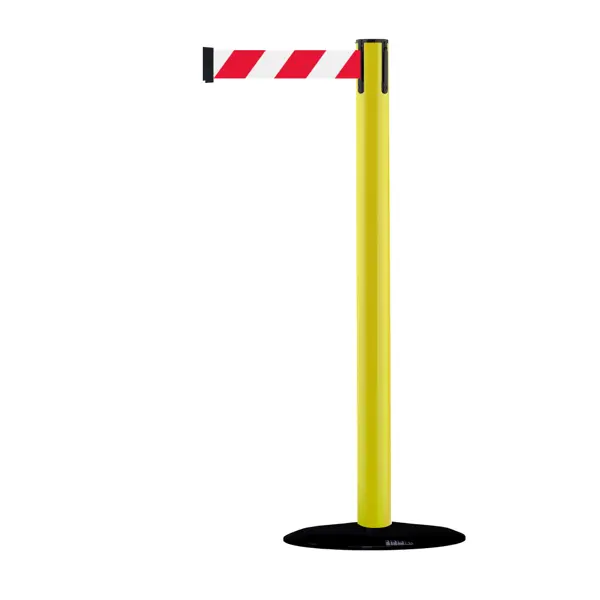 Mobilní zahrazovací sloupek Popular Basic, žlutý – červeno-bílé pásmo 2,3 m