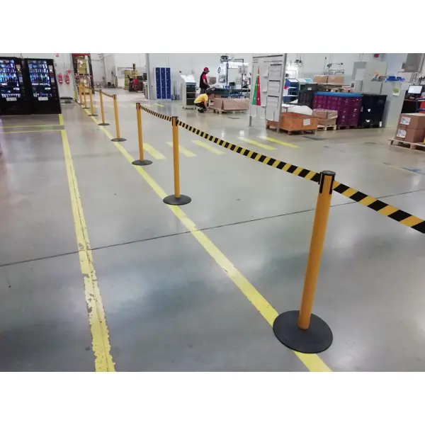 Mobilní zahrazovací sloupek Popular Basic, žlutý – šedé pásmo 2,3 m