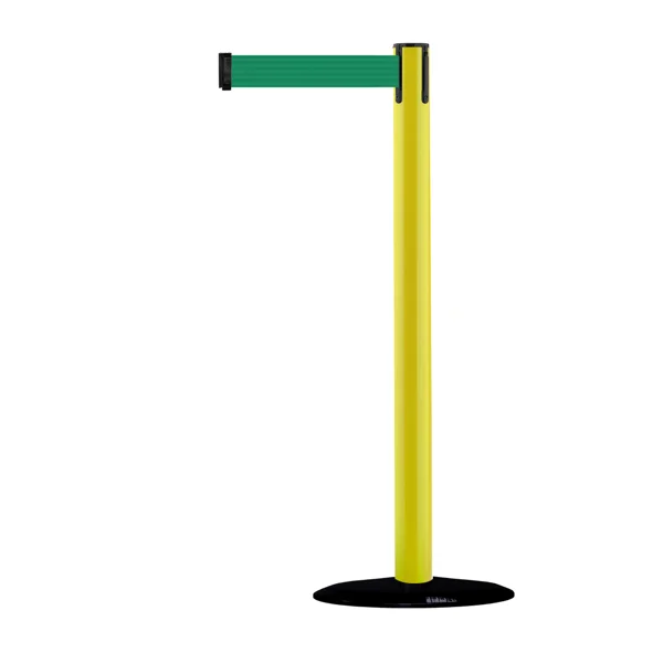 Mobilní zahrazovací sloupek Popular Basic, žlutý – zelené pásmo 2,3 m