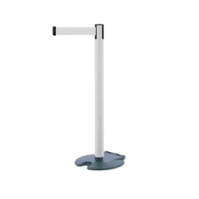 Mobilní zahrazovací sloupek Rollabarrier, bílý – bílé pásmo 3,65 m