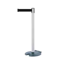 Mobilní zahrazovací sloupek Rollabarrier, bílý – černé pásmo 3,65 m