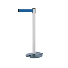 Mobilní zahrazovací sloupek Rollabarrier, bílý – modré pásmo 3,65 m