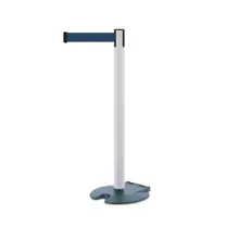 Mobilní zahrazovací sloupek Rollabarrier, bílý – námořnické modré pásmo 3,65 m