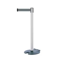 Mobilní zahrazovací sloupek Rollabarrier, bílý – šedé pásmo 3,65 m