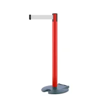 Mobilní zahrazovací sloupek Rollabarrier, červený – bílé pásmo 3,65 m