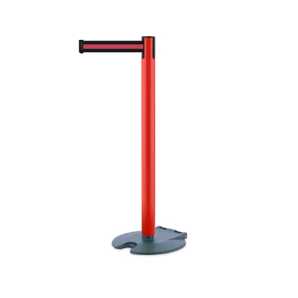 Mobilní zahrazovací sloupek Rollabarrier, červený – černé pásmo 3,65 m (červený pruh)