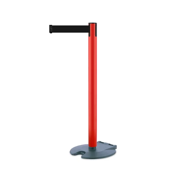 Mobilní zahrazovací sloupek Rollabarrier, červený – černé pásmo 3,65 m