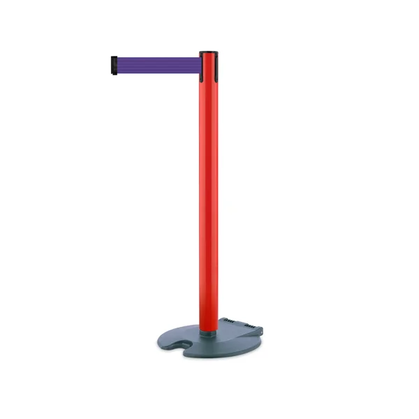 Mobilní zahrazovací sloupek Rollabarrier, červený – fialové pásmo 3,65 m