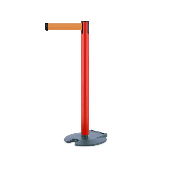 Mobilní zahrazovací sloupek Rollabarrier, červený – oranžové pásmo 3,65 m